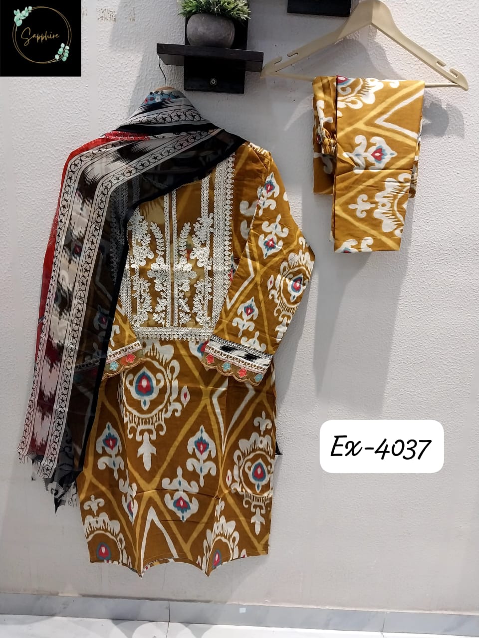 4037 Yellow Sapphire Embroidery Pakistani Readymade Suits