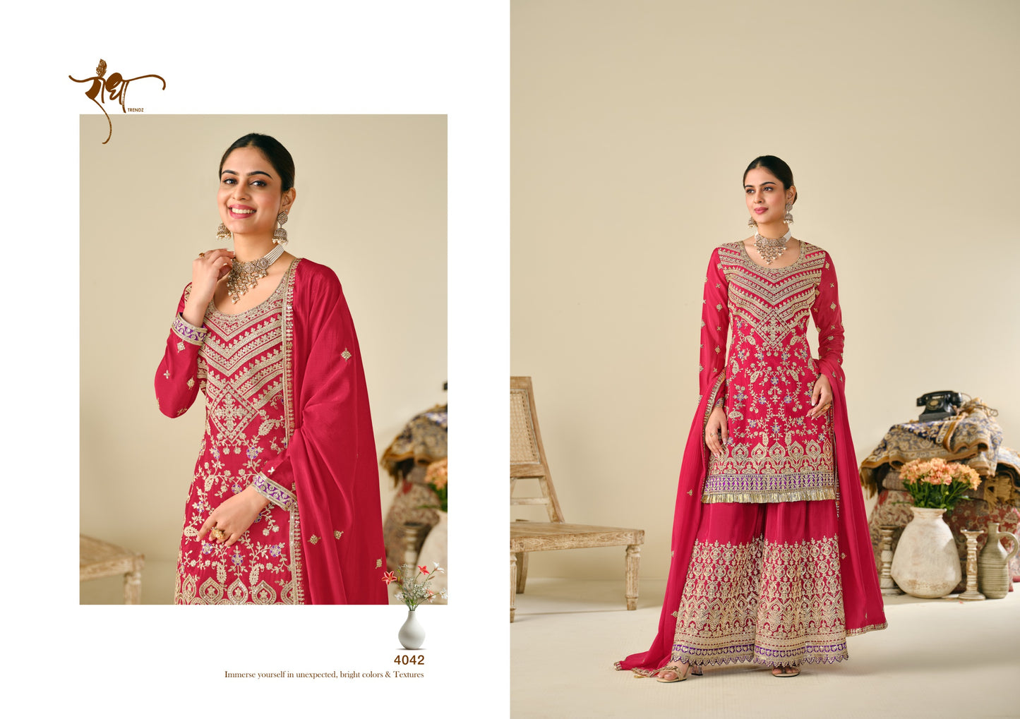 4042 Sonpari Radha Trendz Premium Chinon Readymade Suits