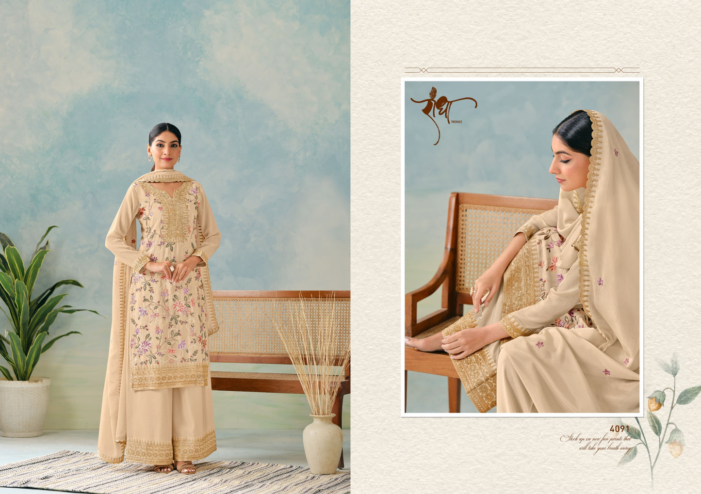 4091 Miracle Radha Trendz Premium Chinon Readymade Suits