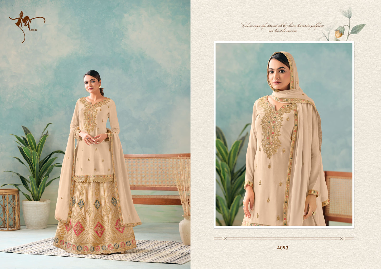 4093 Miracle Radha Trendz Premium Chinon Readymade Suits