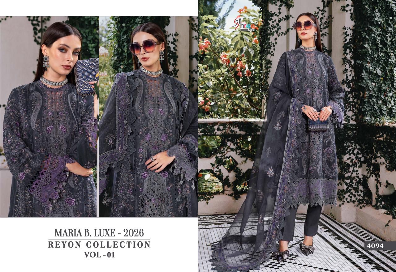 4094 Maria B Luxe 2026 Collection Vol 1 Shree Fabs Heavy Rayon Pakistani Salwar Suits