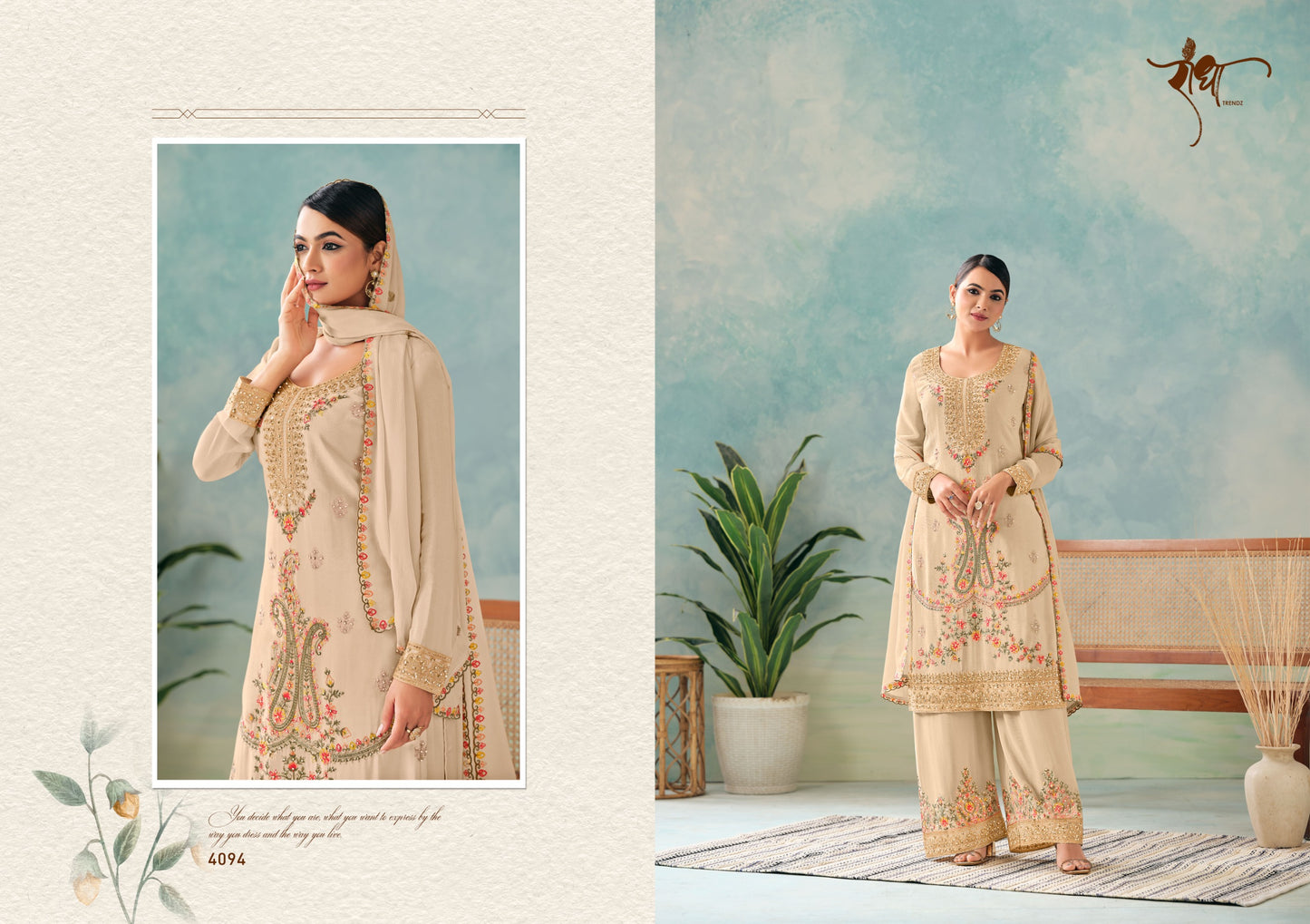 4094 Miracle Radha Trendz Premium Chinon Readymade Suits