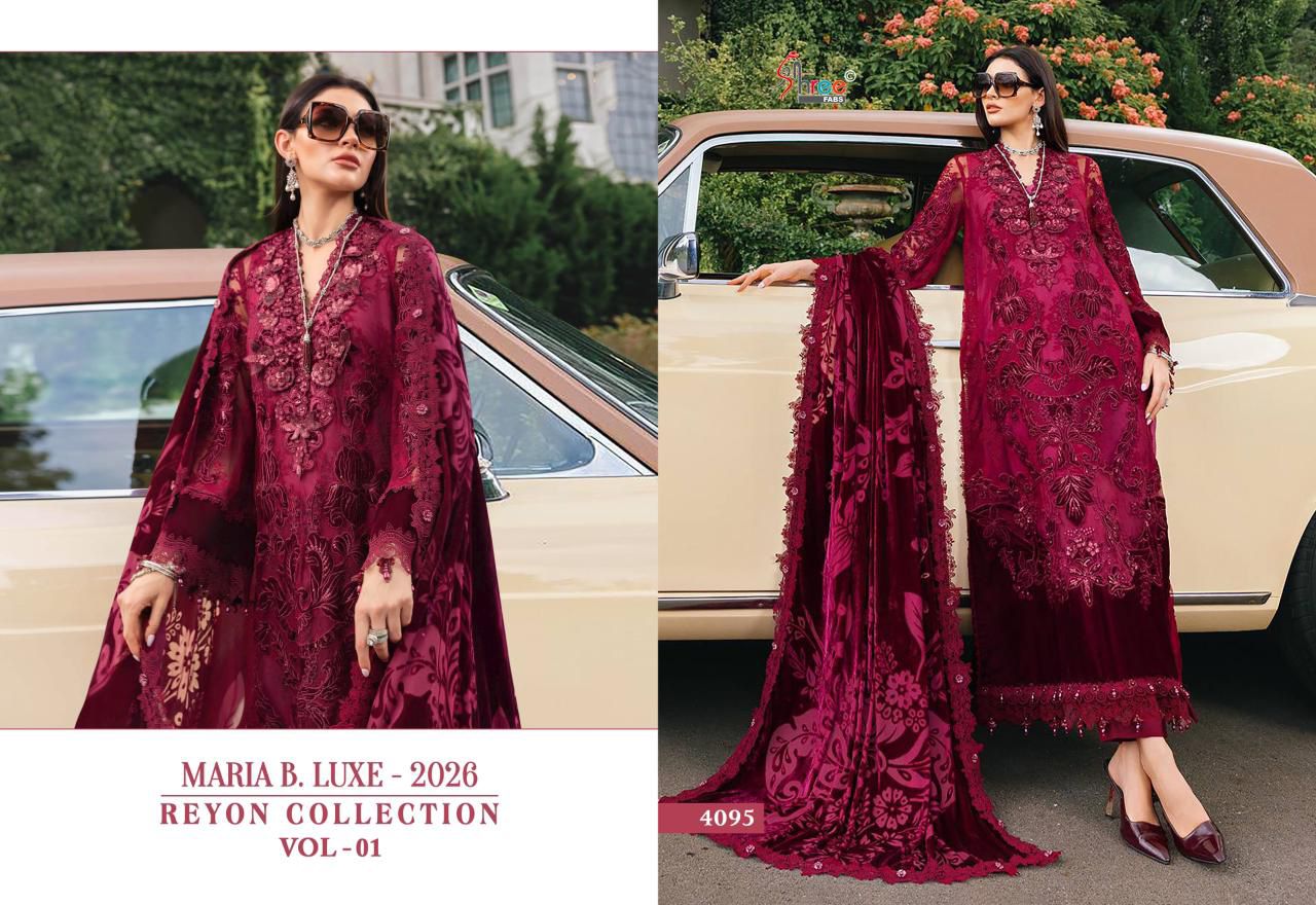 4095 Maria B Luxe 2026 Collection Vol 1 Shree Fabs Heavy Rayon Pakistani Salwar Suits