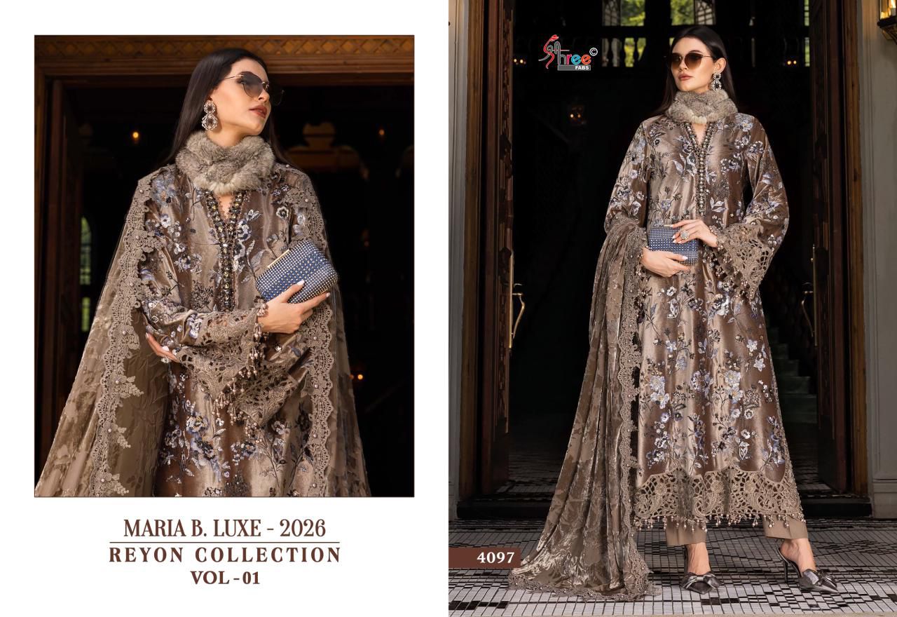 4097 Maria B Luxe 2026 Collection Vol 1 Shree Fabs Heavy Rayon Pakistani Salwar Suits