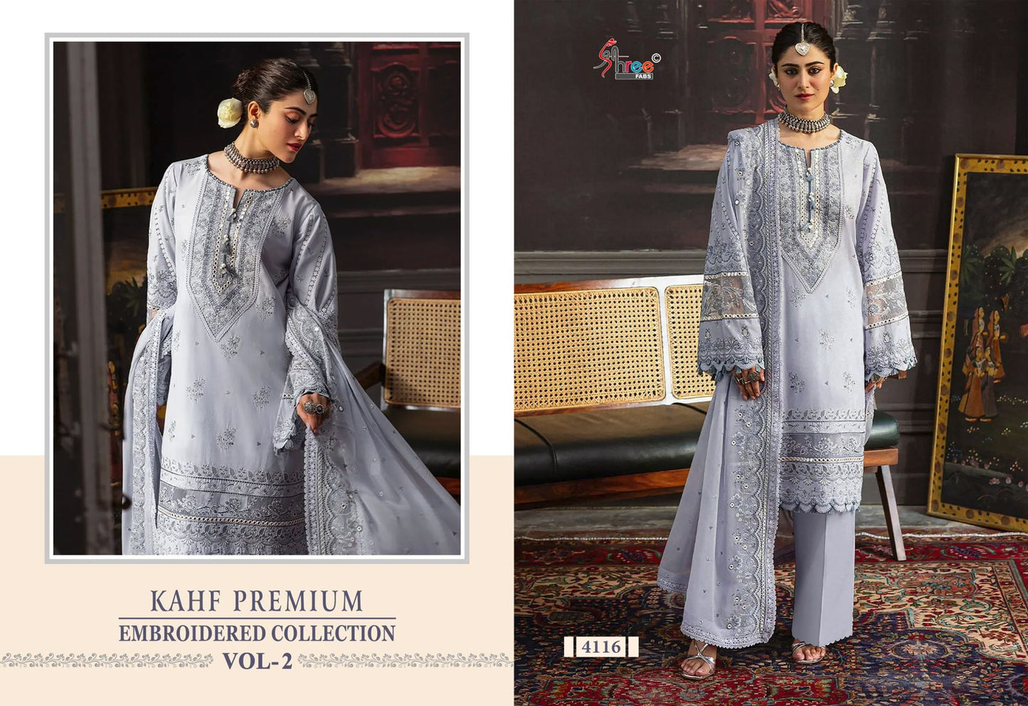4116 Kahf Premium Embroidered Collection Vol 2 Shree Fabs Rayon Pakistani Salwar Suits