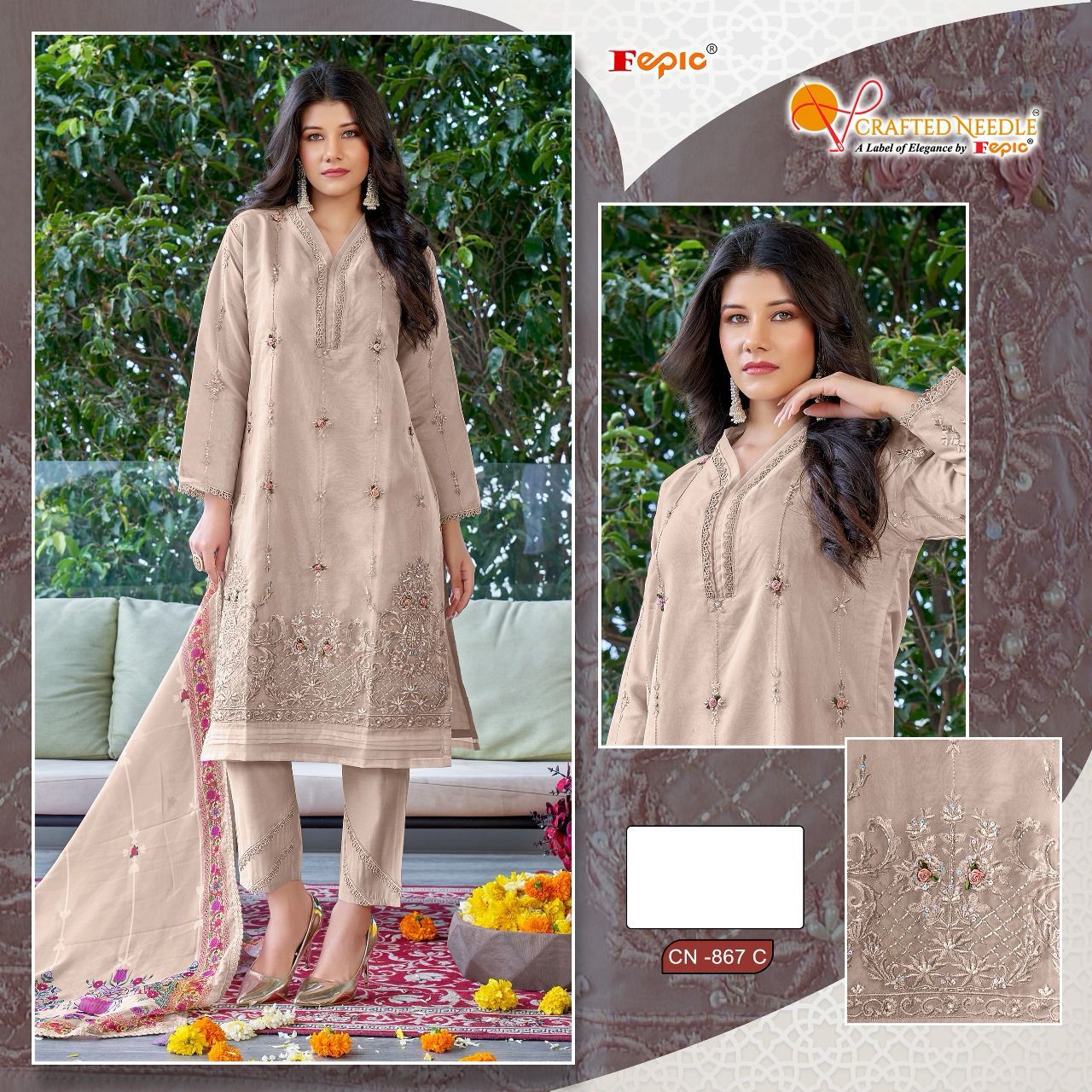 867C Crafted Needle Pakistani Readymade Suits