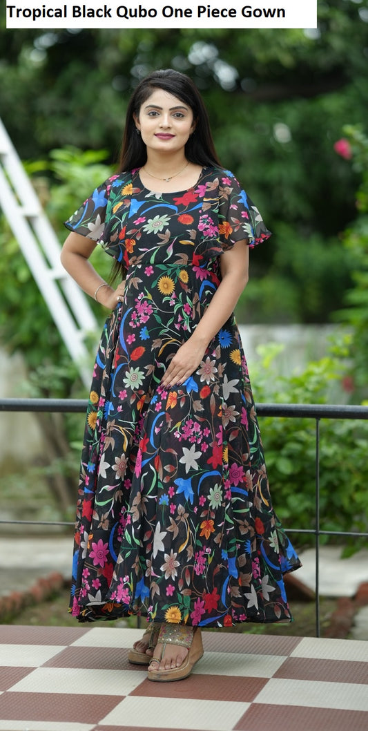 Tropical Black Qubo One Piece Gown