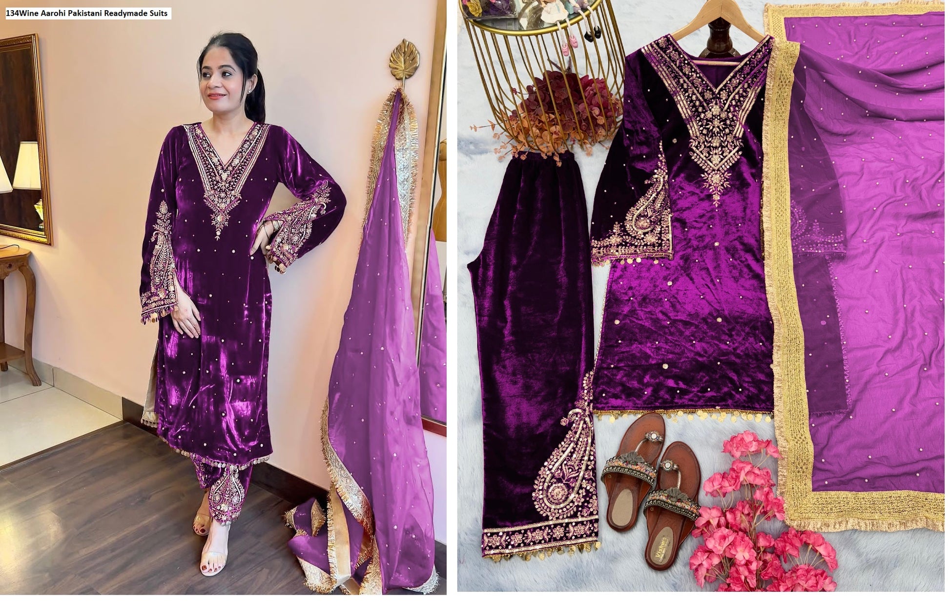 134Wine Aarohi Pakistani Readymade Suits