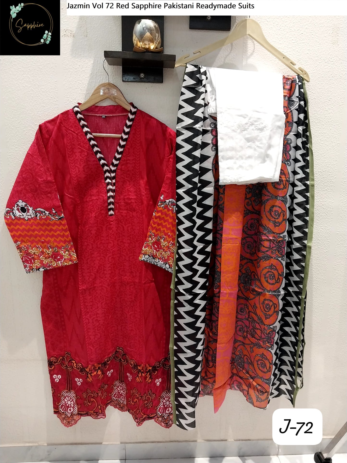 Jazmin Vol 72 Red Sapphire Pakistani Readymade Suits
