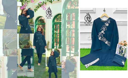 Ma-91Navy Blue Al Qasr Pakistani Readymade Suits