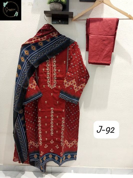 Jazmin Vol 92 Red Sapphire Pakistani Readymade Suits