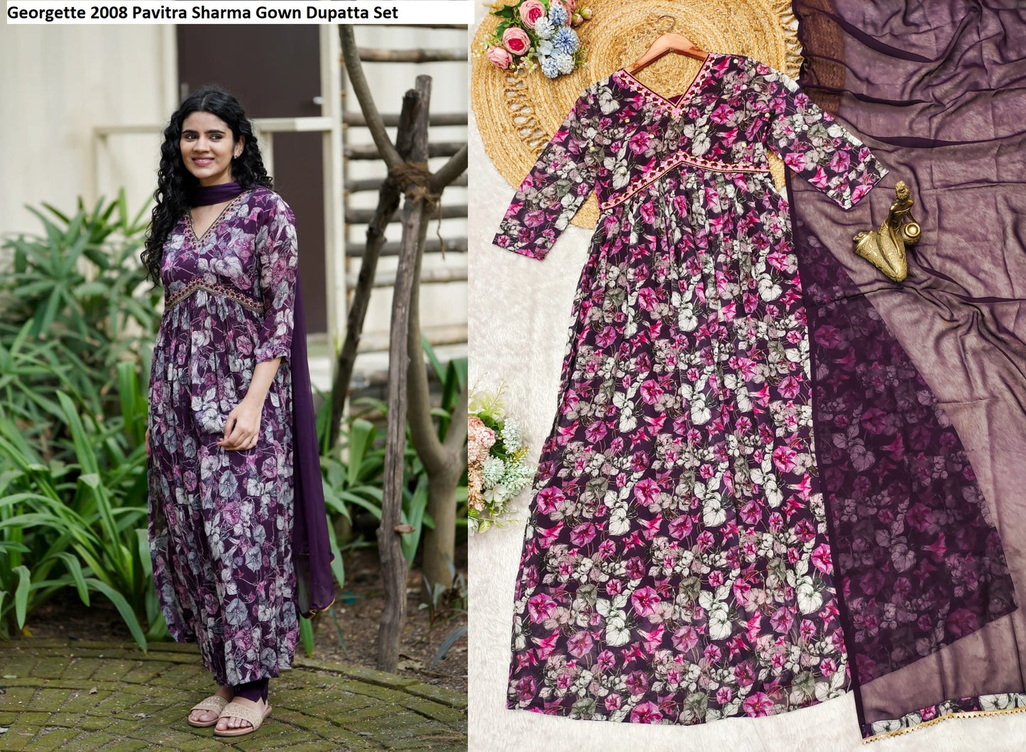 Georgette 2008 Pavitra Sharma Gown Dupatta Set