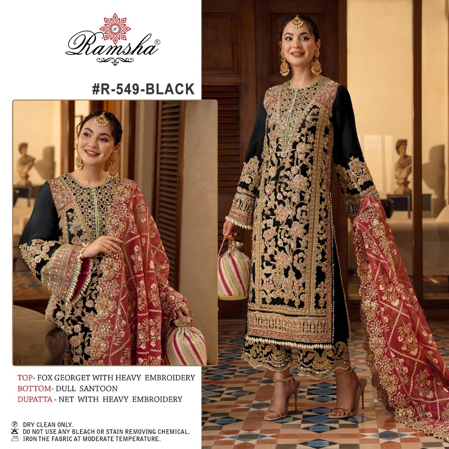 549 Black Ramsha Pakistani Salwar Suits