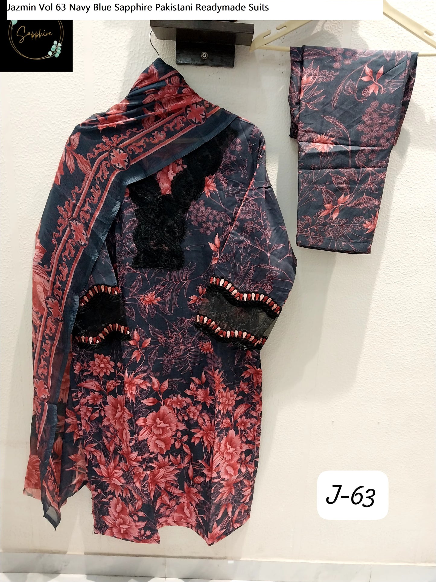 Jazmin Vol 63 Navy Blue Sapphire Pakistani Readymade Suits
