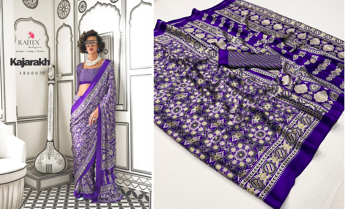 386007 Kajarakh Rajtex Sarees