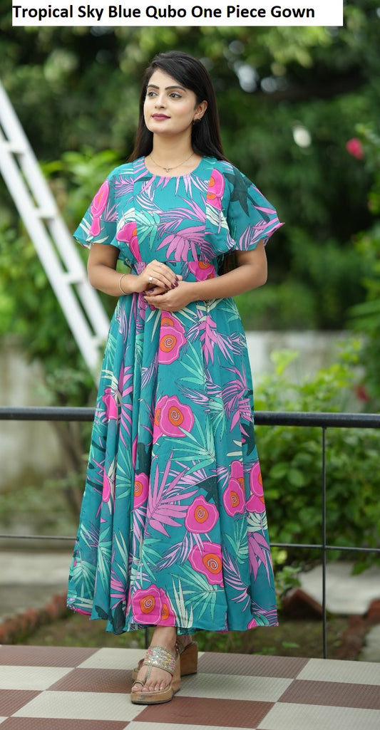 Tropical Sky Blue Qubo One Piece Gown