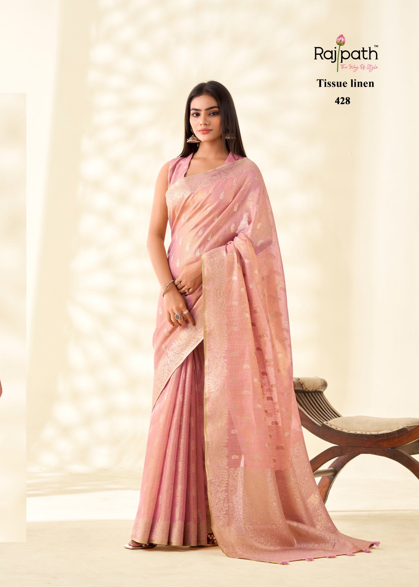 428 Kanvas Silk Rajpath Tissue Linen Sarees
