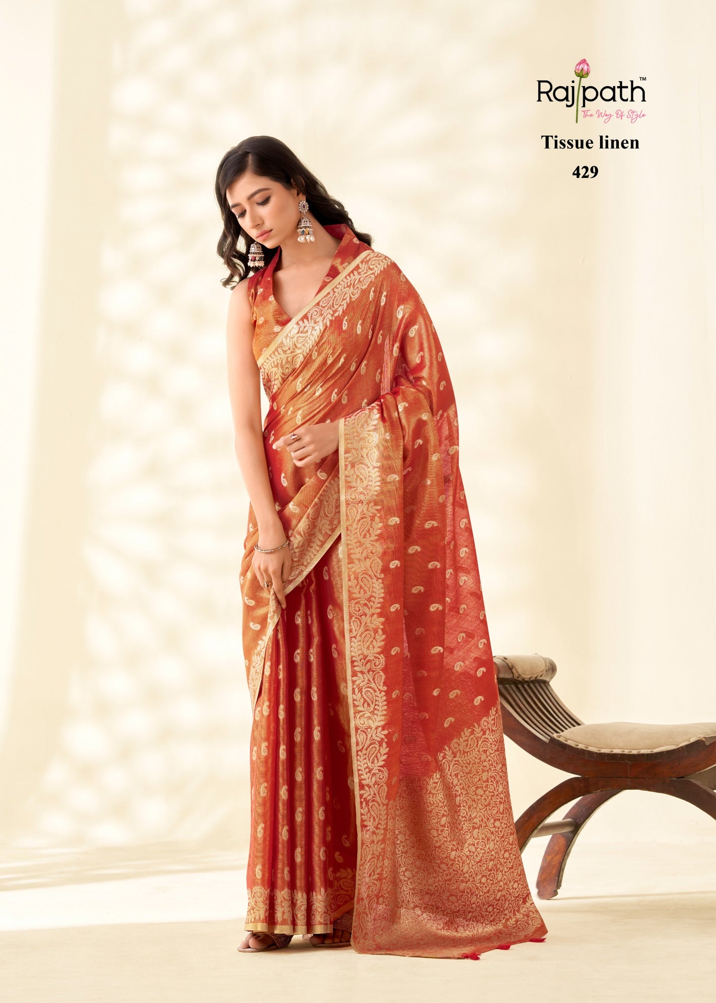 429 Kanvas Silk Rajpath Tissue Linen Sarees