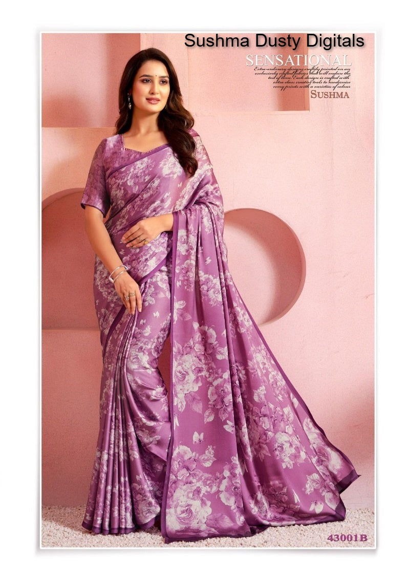 43001B Dusty Digitals Sushma Satin Sarees