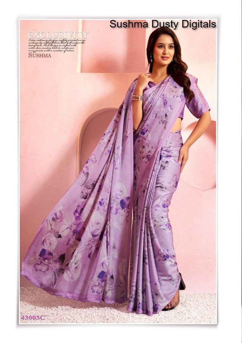 43003C Dusty Digitals Sushma Satin Sarees
