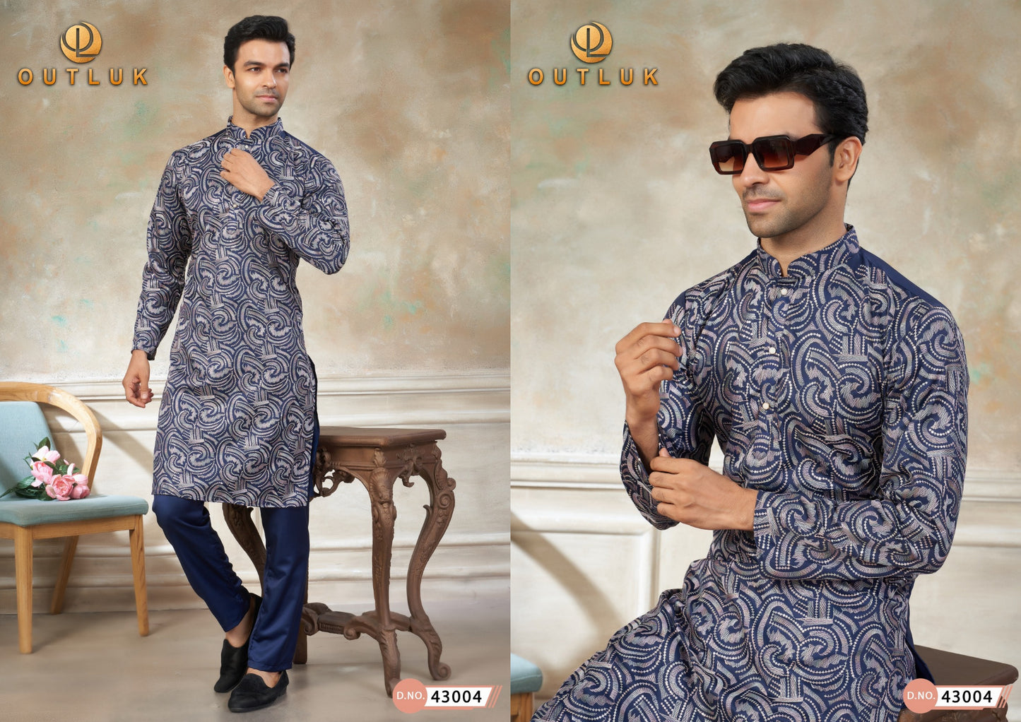 43004 Wedding Vol 43 Outluk Pure Silk Mens Kurta Pyjama