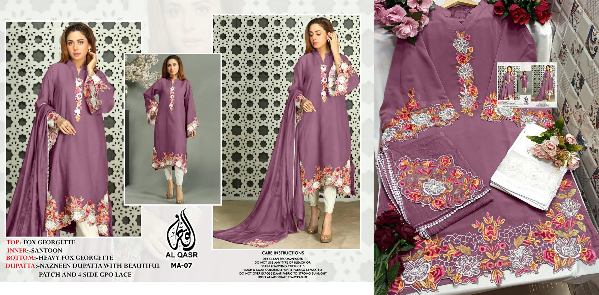 Ma-07 Pink Al Qasr Pakistani Readymade Suits