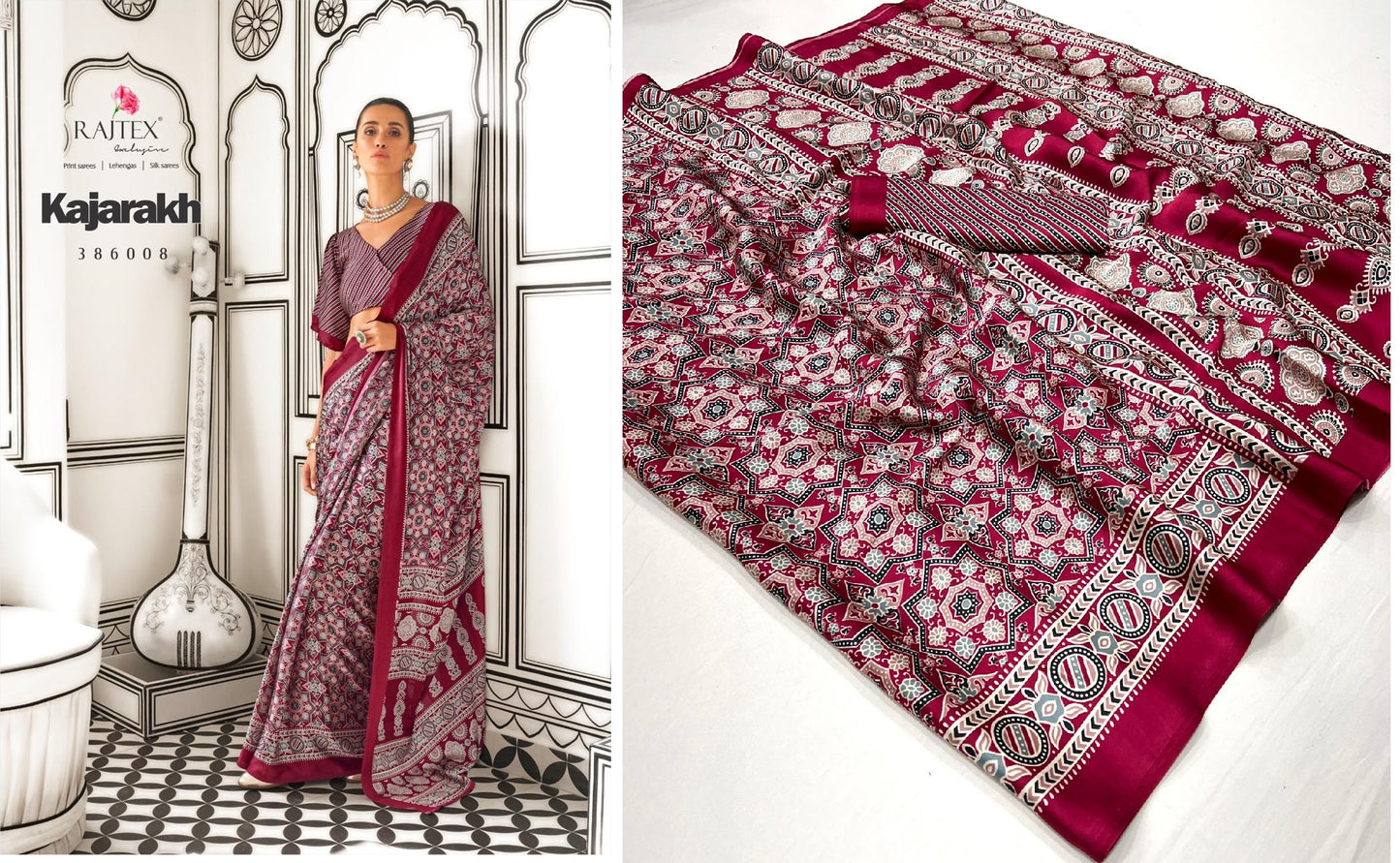 386008 Kajarakh Rajtex Sarees