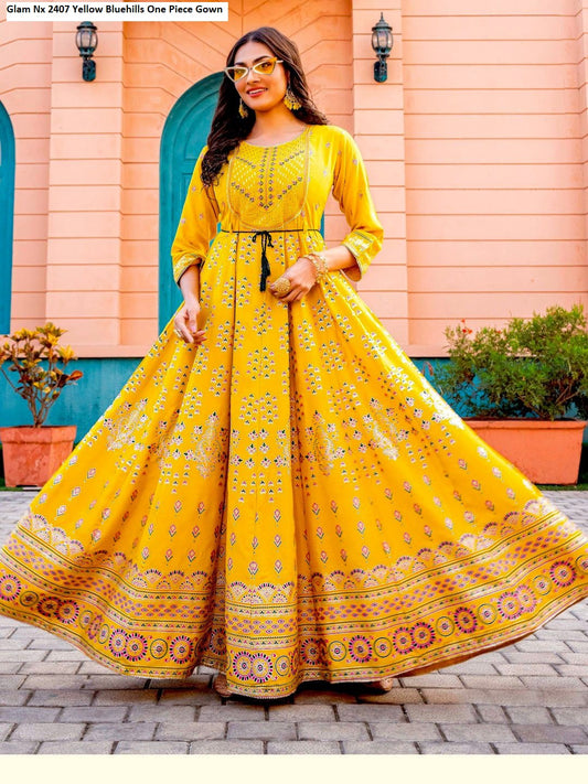 Glam Nx 2407 Yellow Bluehills One Piece Gown