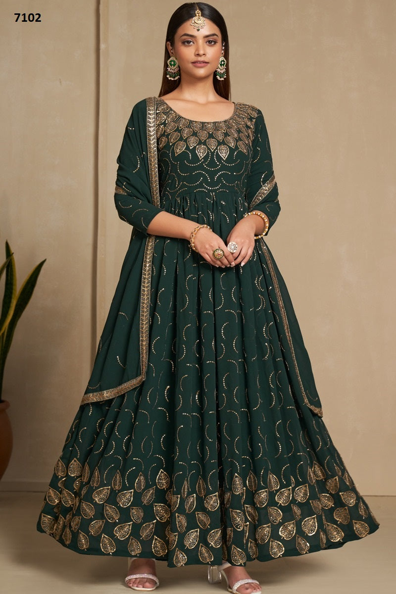 7102 Elegance Vol 2 Aahvan Designs Gown Dupatta Set