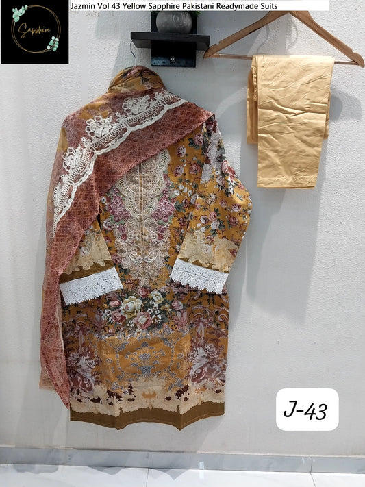 Jazmin Vol 43 Yellow Sapphire Pakistani Readymade Suits