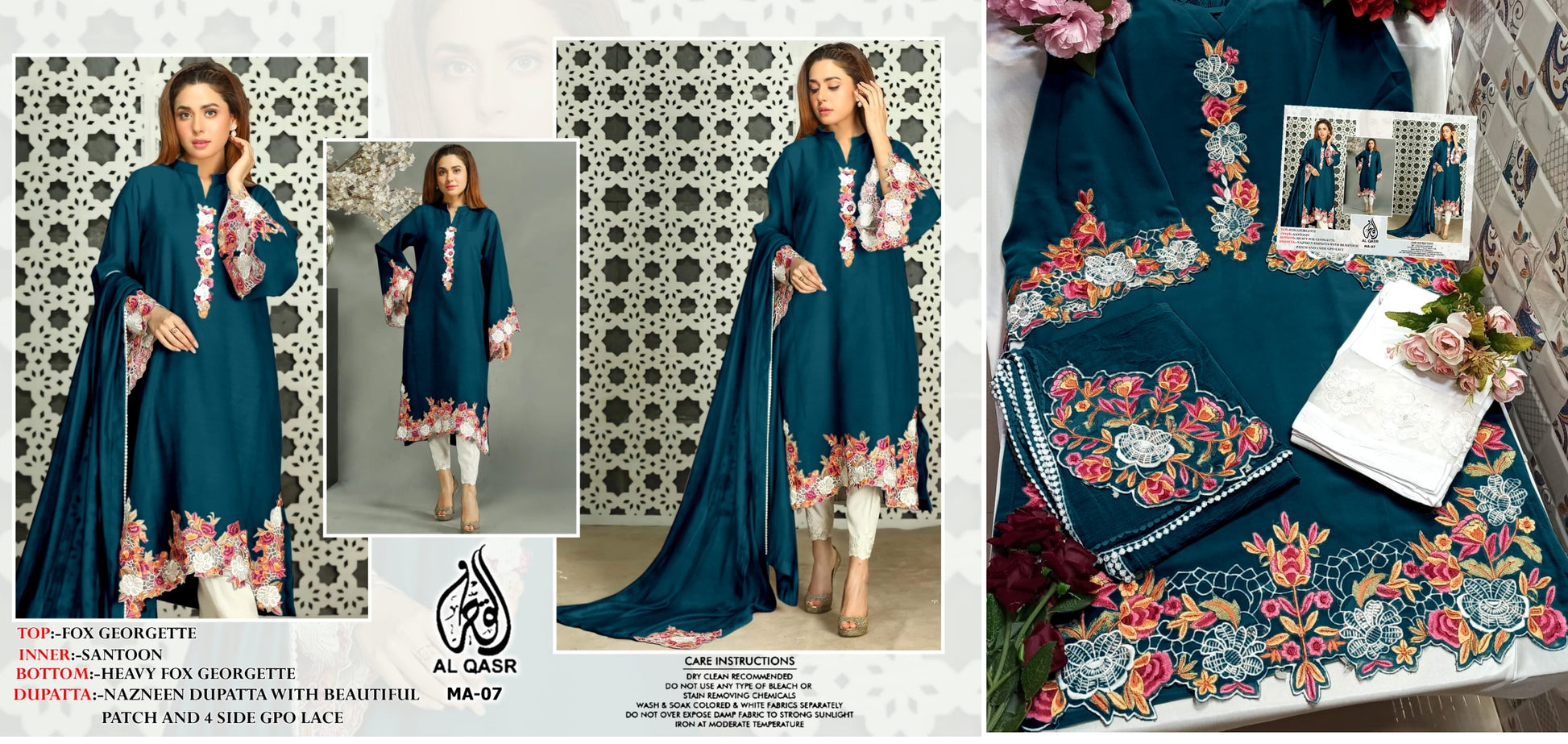 Ma-07 Navy Blue Al Qasr Pakistani Readymade Suits