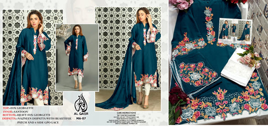 Ma-07 Navy Blue Al Qasr Pakistani Readymade Suits