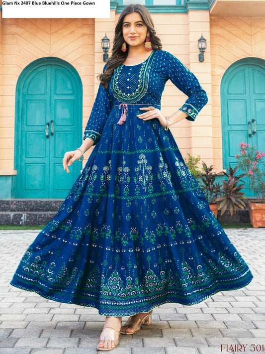 Glam Nx 2407 Blue Bluehills One Piece Gown