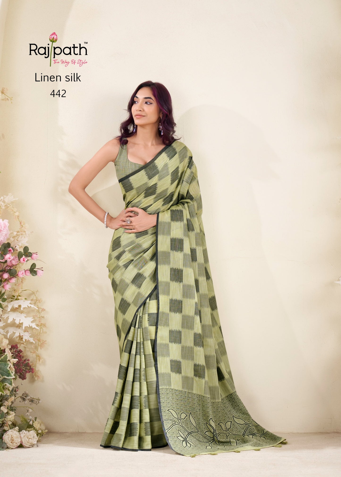 442 Redium Silk Rajpath Linen Silk Sarees