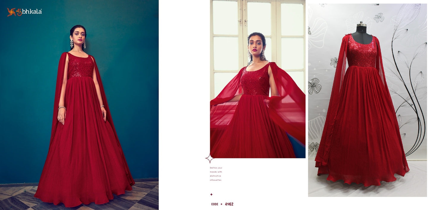 4962 Flory Vol 40 Shubhkala Gown Dupatta Set