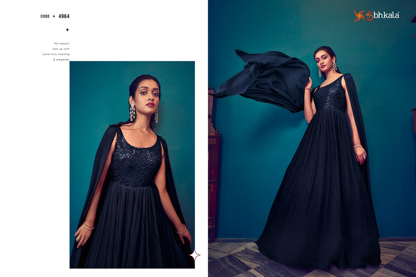 4964 Flory Vol 40 Shubhkala Gown Dupatta Set