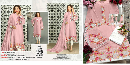 Ma-07 Peach Al Qasr Pakistani Readymade Suits