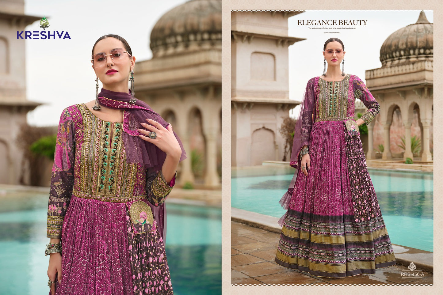 456A Ada Kreshva Print Gown Dupatta Set