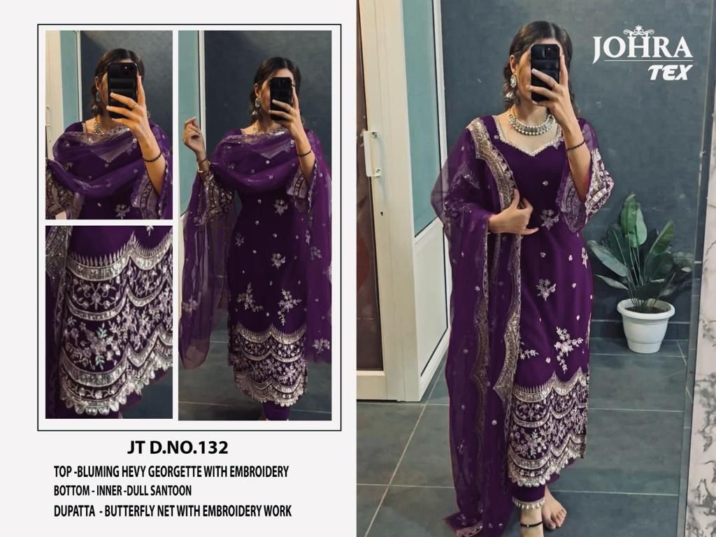 132 Wine Johra Tex Pakistani Salwar Suits