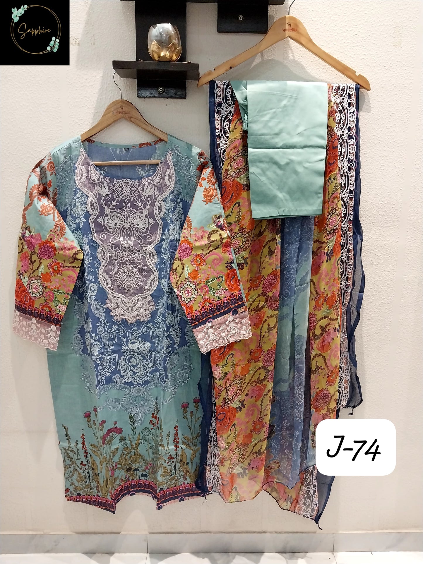 Jazmin Vol 74 Sky Blue Sapphire Pakistani Readymade Suits