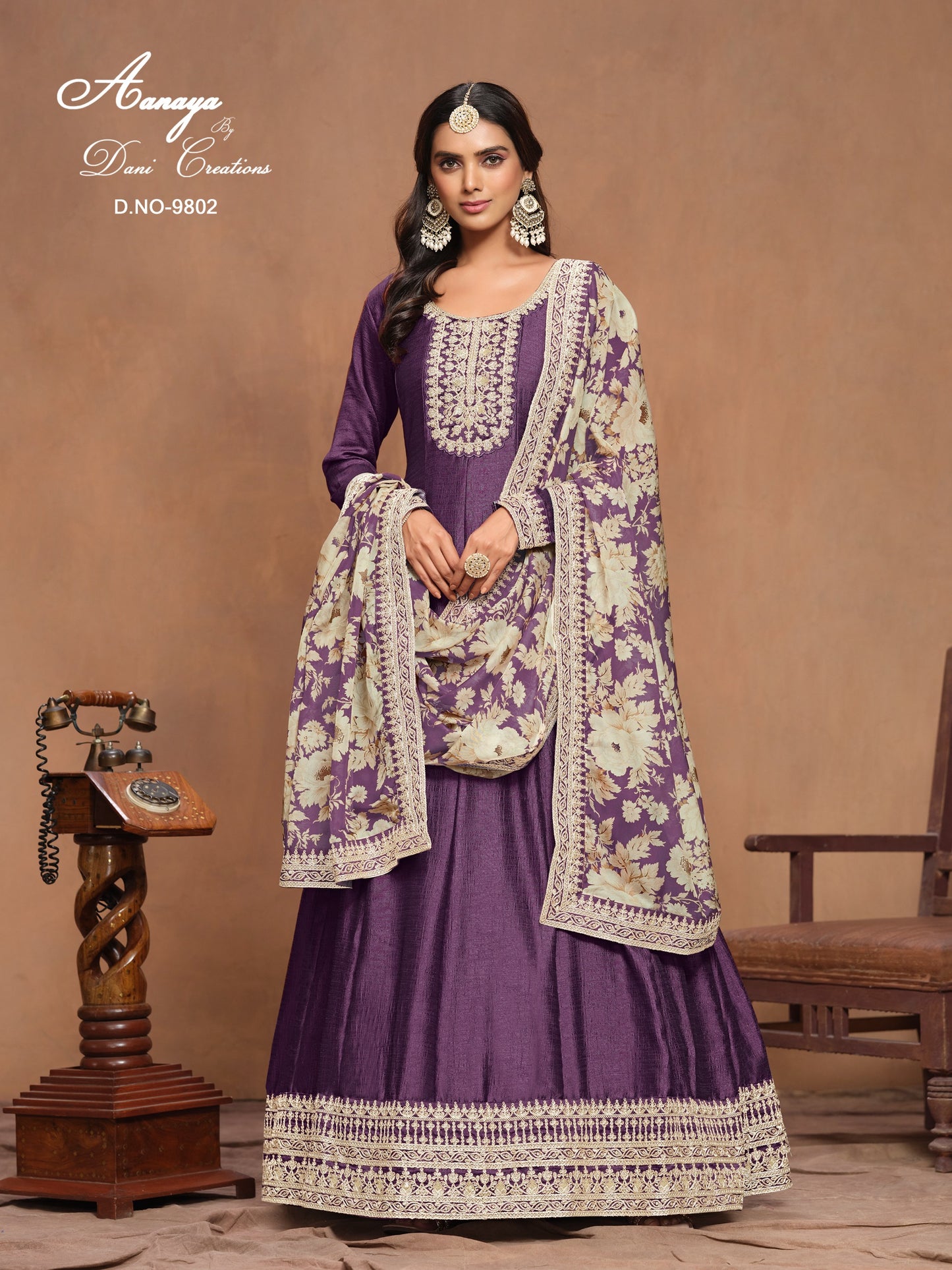 9802 Aanaya Vol 198 Dani Creation Gown Dupatta Set