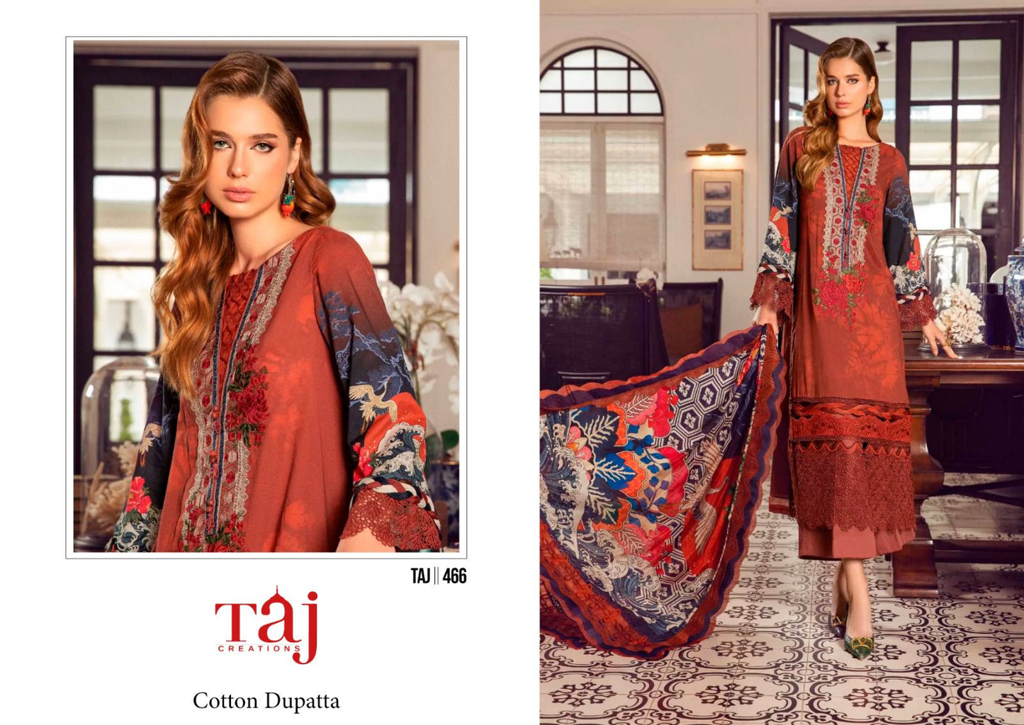 466 Taj Creations Embroidery Pakistani Patch Suits