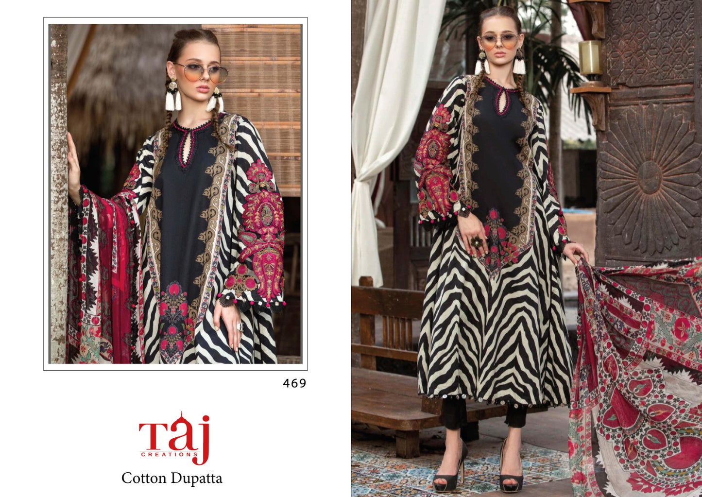 469 Taj Creations Embroidery Pakistani Patch Suits