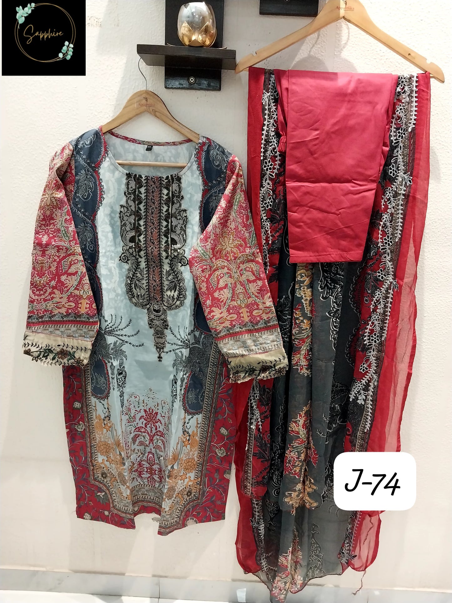 Jazmin Vol 74 Red Sapphire Pakistani Readymade Suits