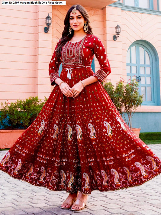 Glam Nx 2407 Maroon Bluehills One Piece Gown