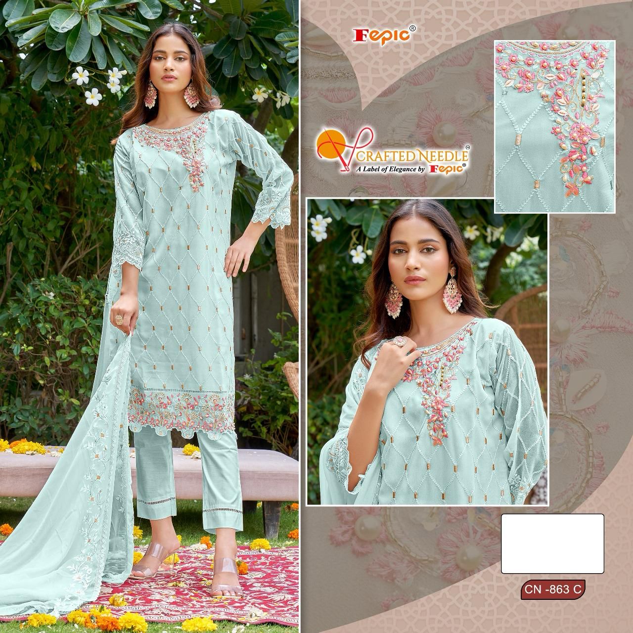 863C Crafted Needle Pakistani Readymade Suits