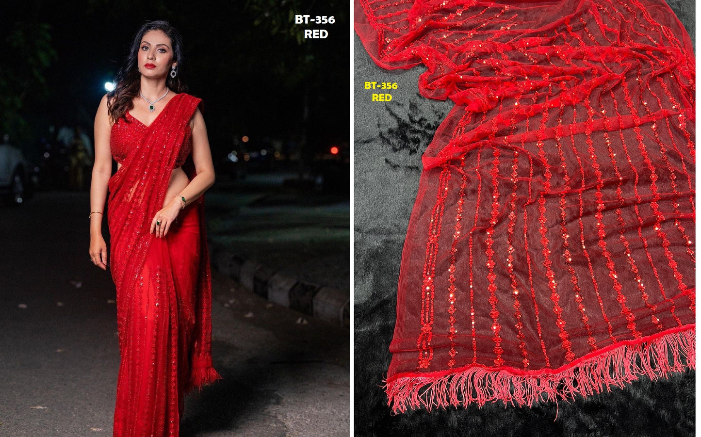 356 Red Bt Sarees