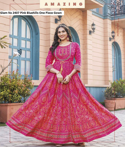 Glam Nx 2407 Pink Bluehills One Piece Gown