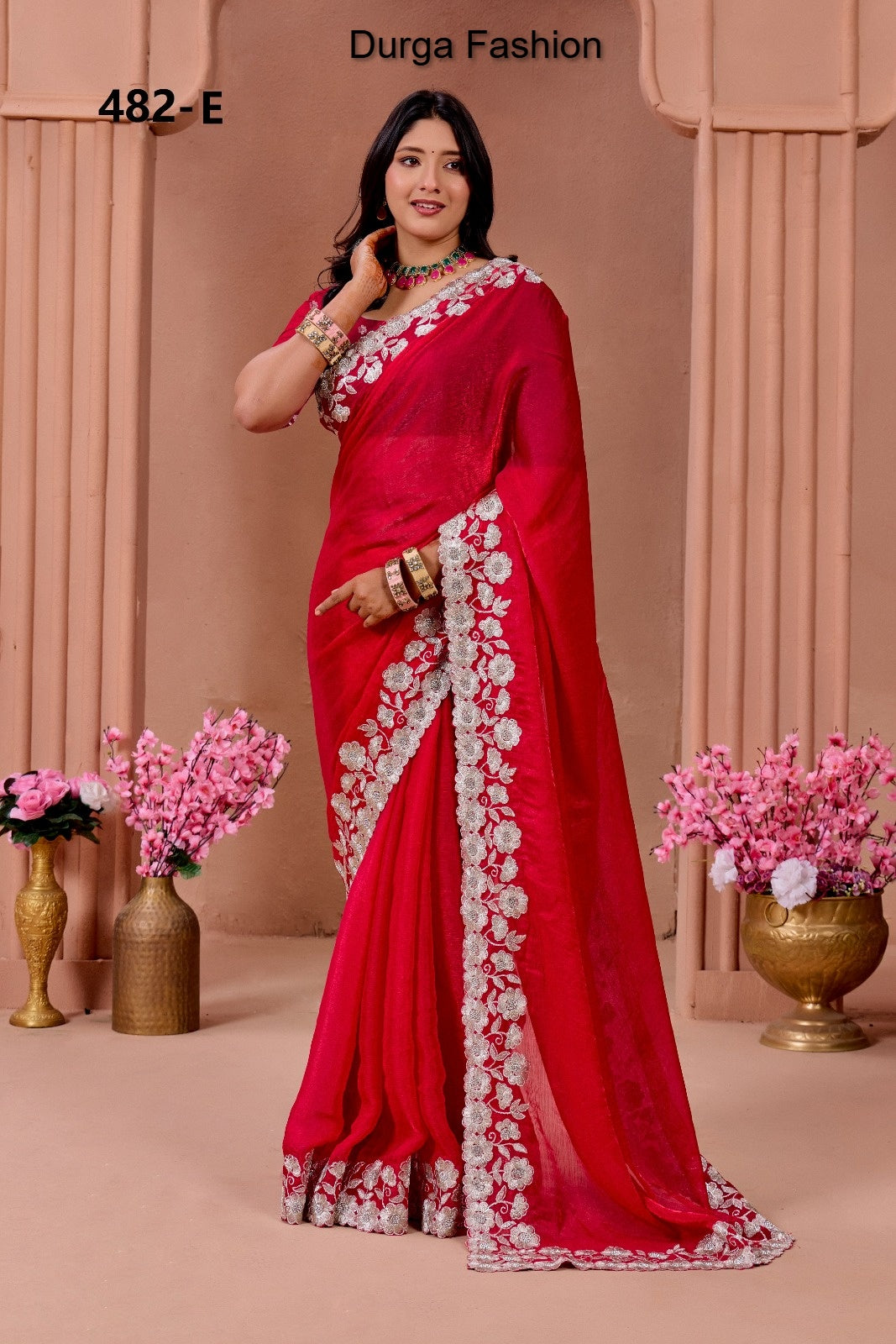 482E Durga Fashion Fendy Chiffon Sarees