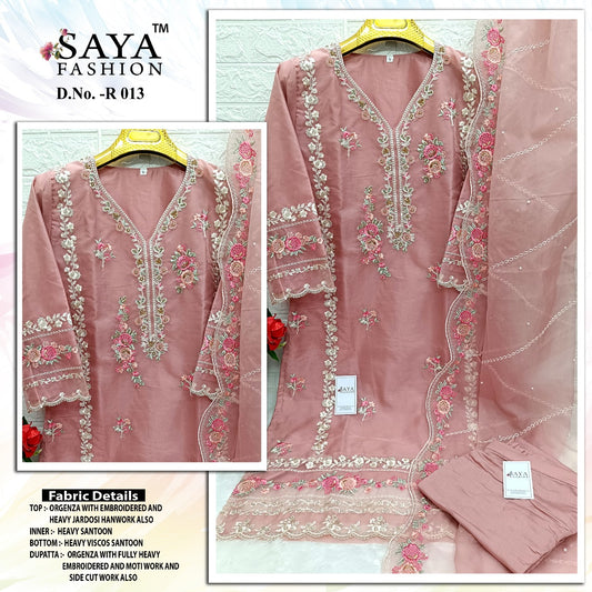 R-013 Noor Pink Saya Fashion Pakistani Readymade Suits